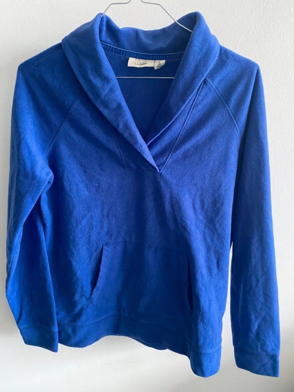 Blue Fleece Pullover Shawl Collar Top Size S